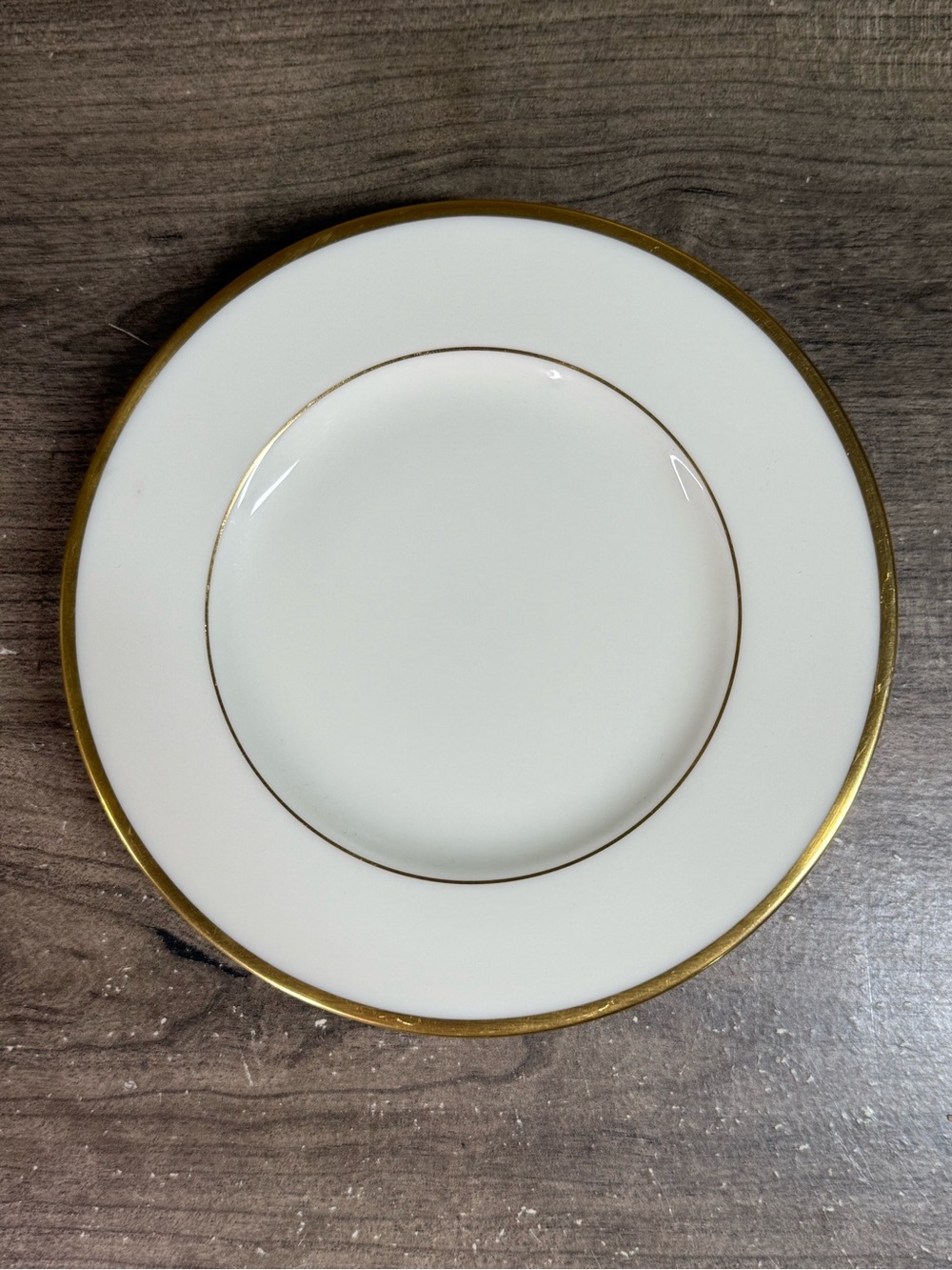 (4) Vintage Lenox Mansfield C513 China Ivory Gold Trim USA Dessert Plate 6.25”